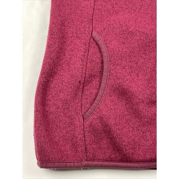 Eddie Bauer Full Zip Knit Fleece Jacket Women’s M Maroon Pockets Mock Neck - Picture 7 of 12